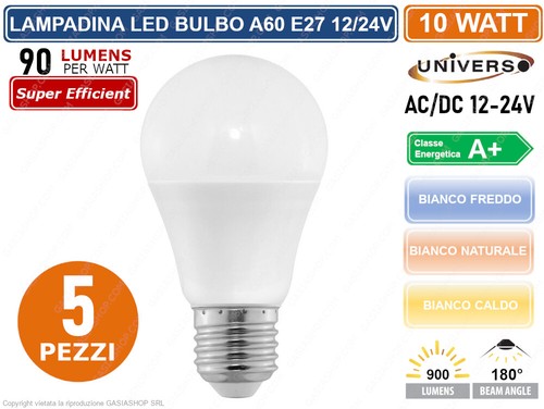 Kit lampadine led e27 dc - led, ac/dc